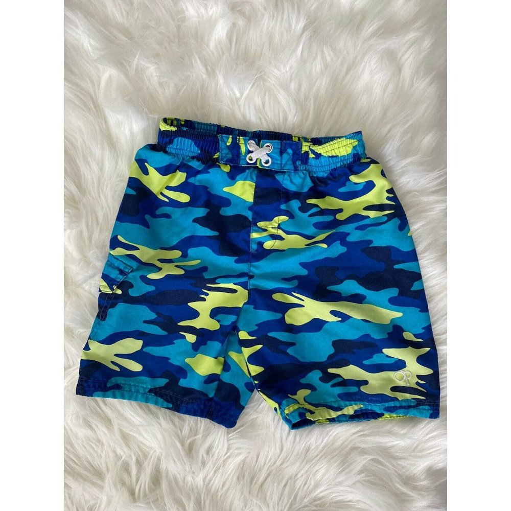 OP Ocean Pacific Blue Green Swim Trunks Toddler 4T